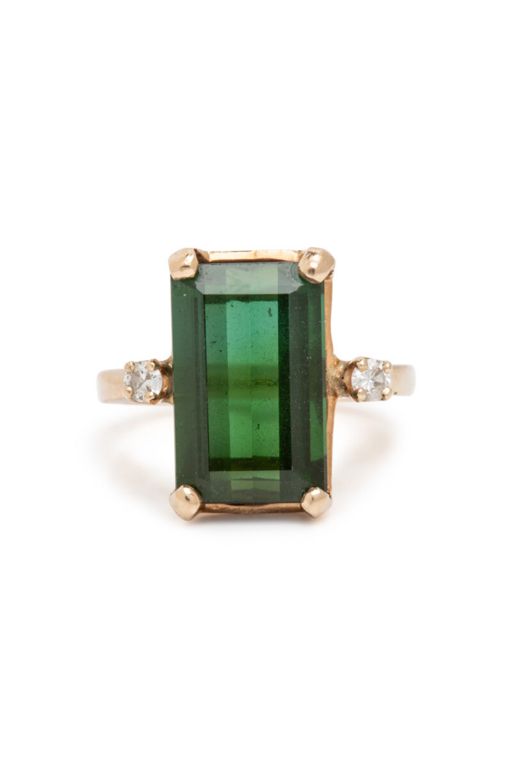 Yellow Gold Tourmaline and Diamond Ring