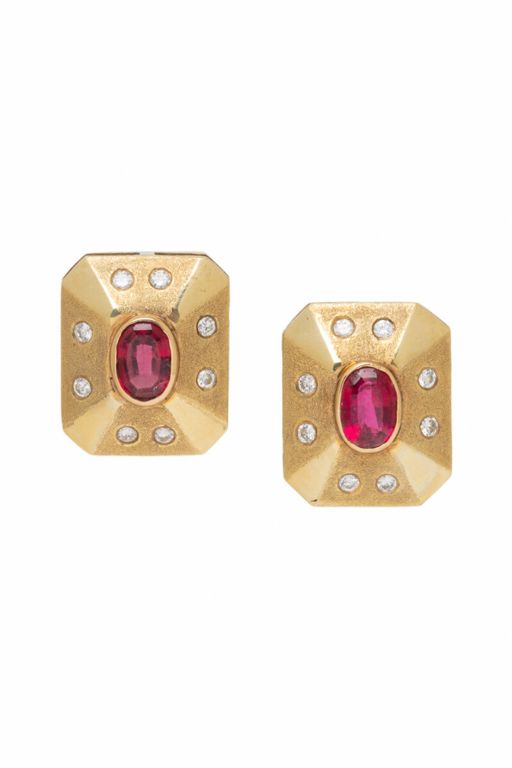 14k Yellow Gold Tourmaline and Diamond Earrings