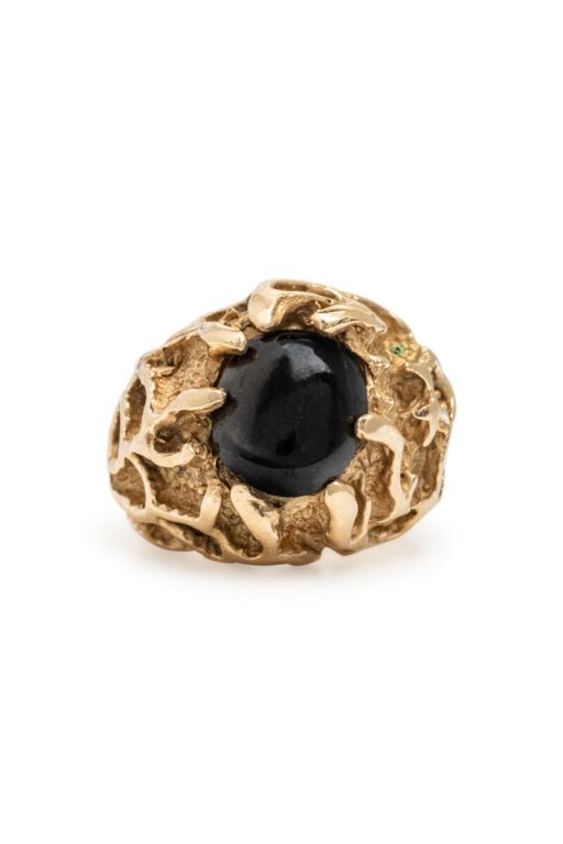 14k Yellow Gold Star Diopside Ring