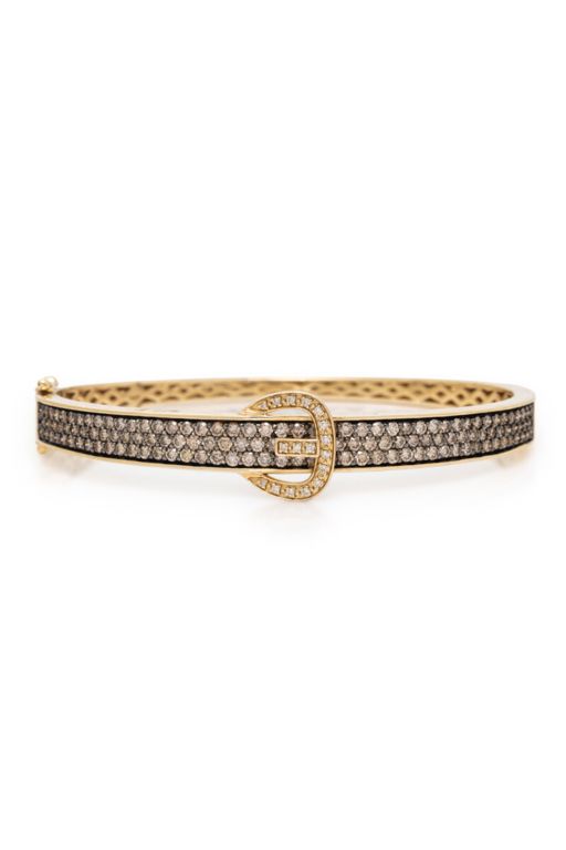 14k Yellow Gold Diamond Buckle Bangle Bracelet