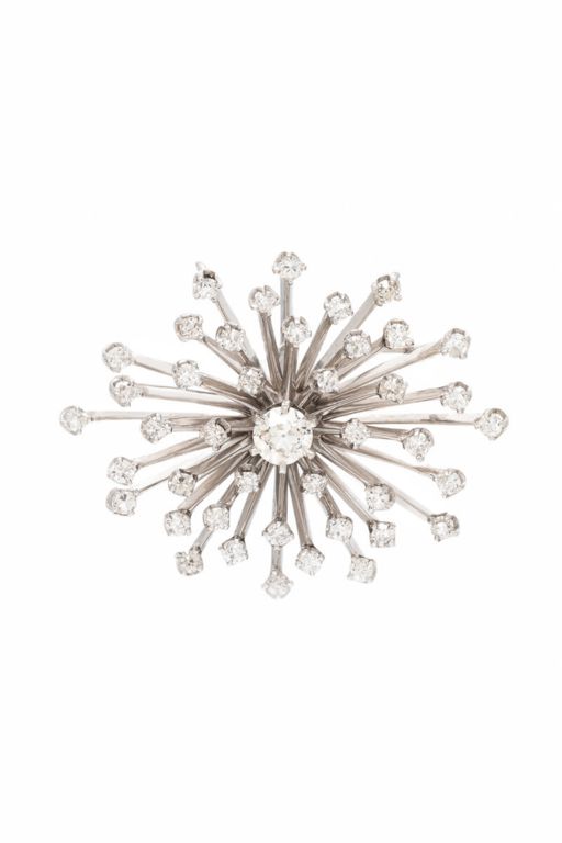 White Gold Diamond Spray Pendant/Brooch