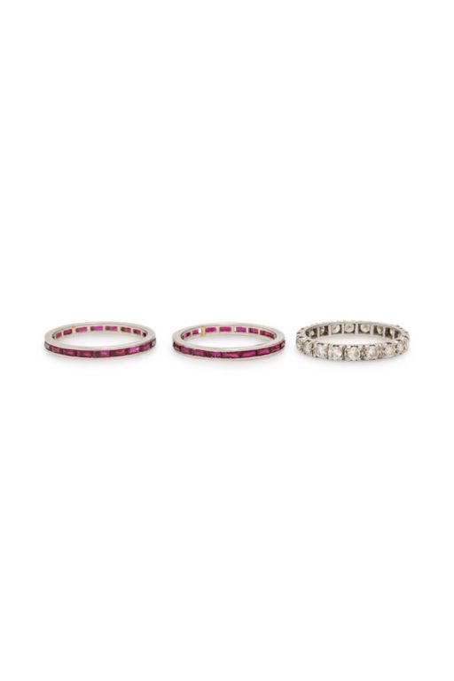 Three Platinum Gemstone Rings