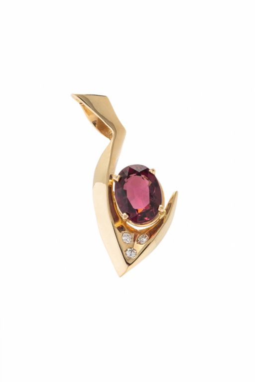 14k Yellow Gold Tourmaline and Diamond Pendant