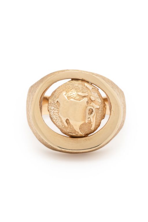 14k Yellow Gold Globe Ring