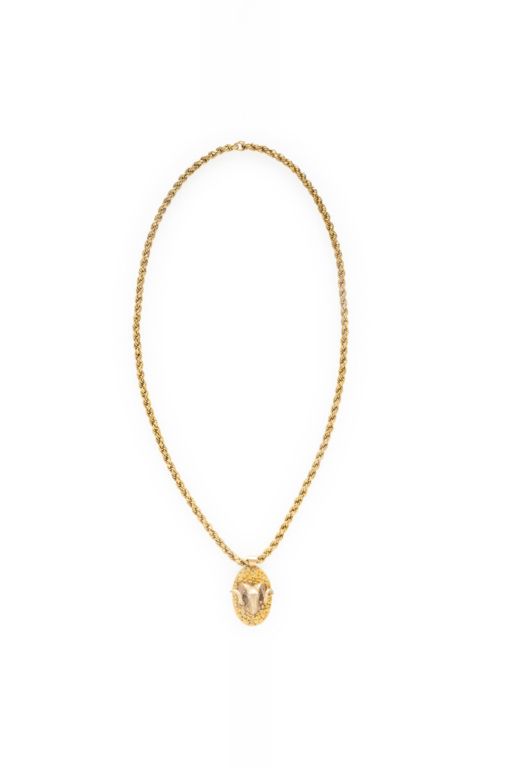 14k Yellow Gold Diamond Ram Pendant Necklace