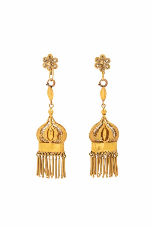 14k Yellow Gold Pollera Tassel Earrings