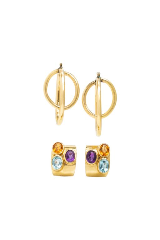 Two Pairs of 14k Yellow Gold Earrings