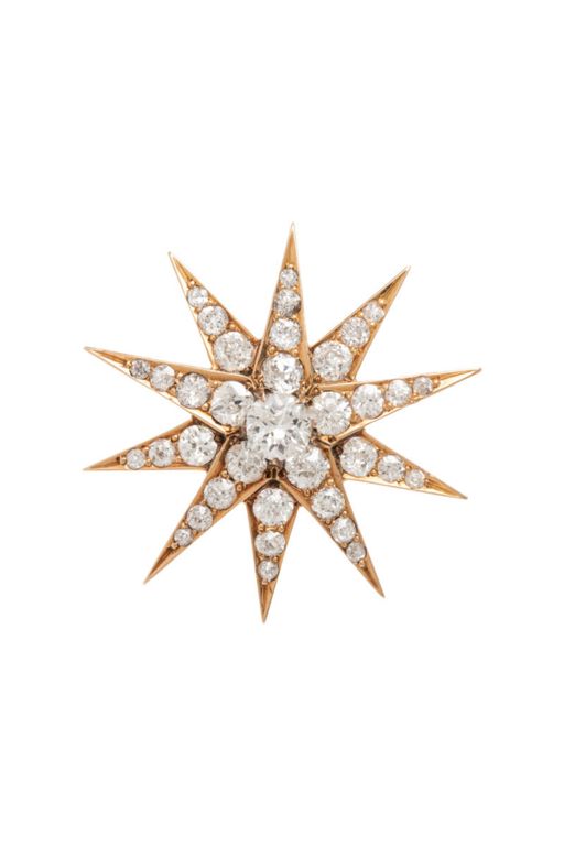 14k Yellow Gold Diamond Star Pendant/Brooch