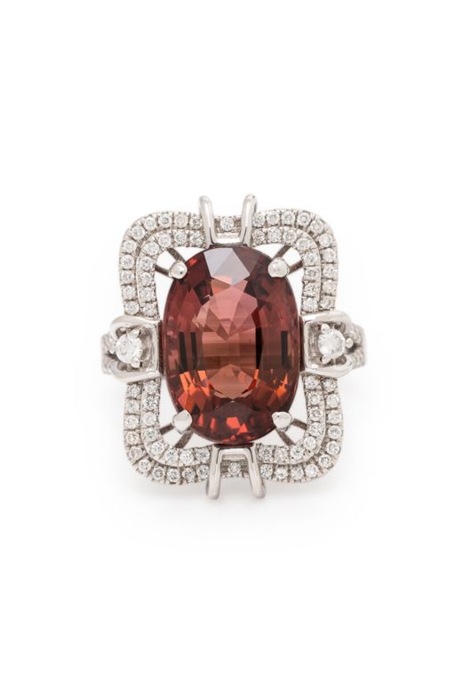 14k White Gold Tourmaline and Diamond Ring