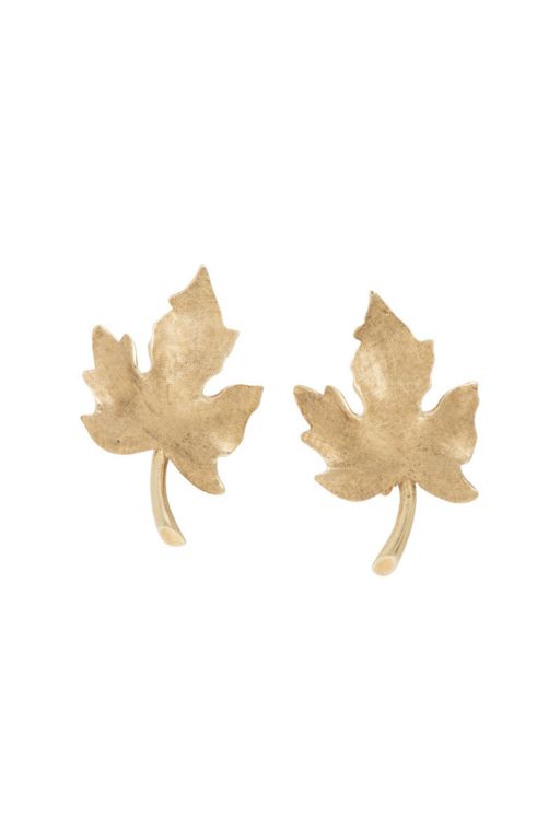 14k Yellow Gold Maple Leaf Earrings