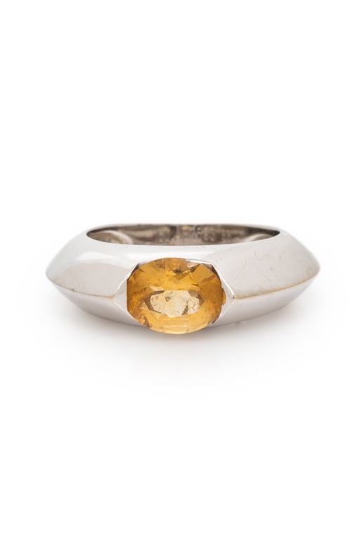 18k Yellow Gold Citrine and Diamond Ring