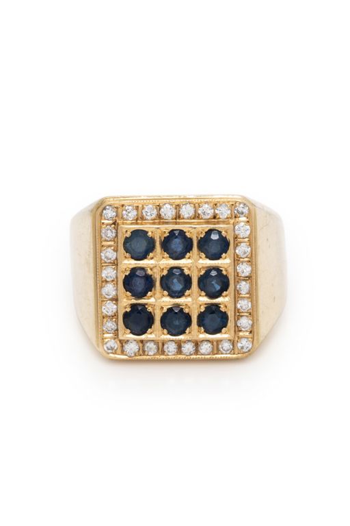 14k Yellow Gold Sapphire and Diamond Ring