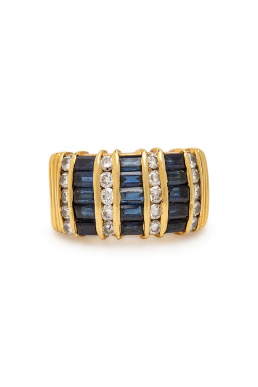 14k White Gold Sapphire and Diamond Ring