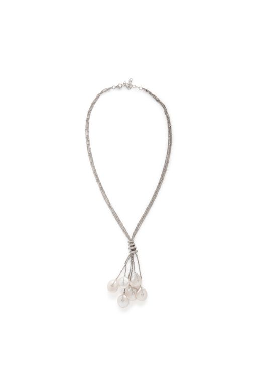 18k White Gold Pearl and Diamond Necklace