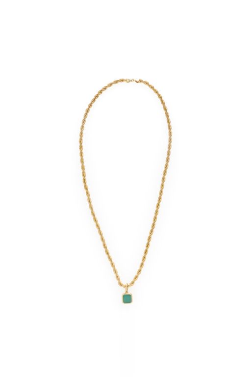 14k Yellow Gold Emerald Pendant Necklace