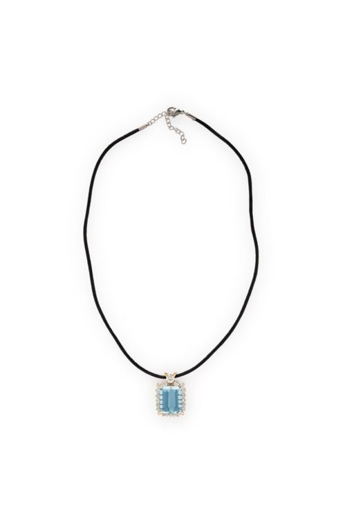 14k Yellow Gold Aquamarine and Diamond Pendant