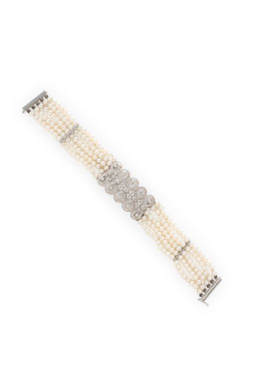 18k White Gold Pearl and Diamond Bracelet
