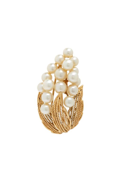 14k Yellow Gold Pearl Brooch