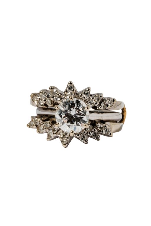 14k White Gold Diamond Wedding Ring Set