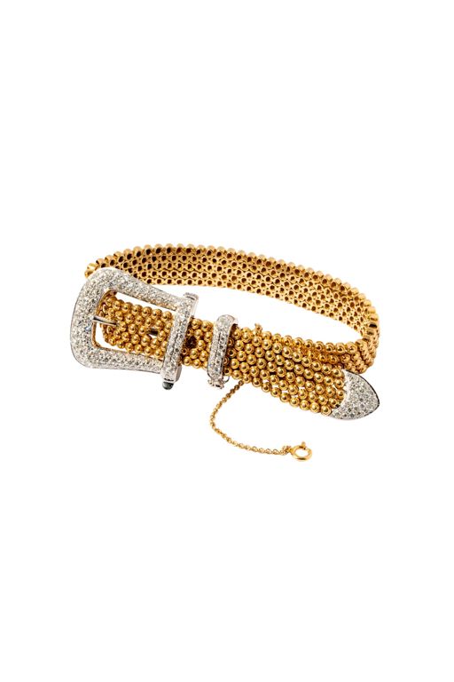18k Yellow and White Gold Diamond Belt Bracelet