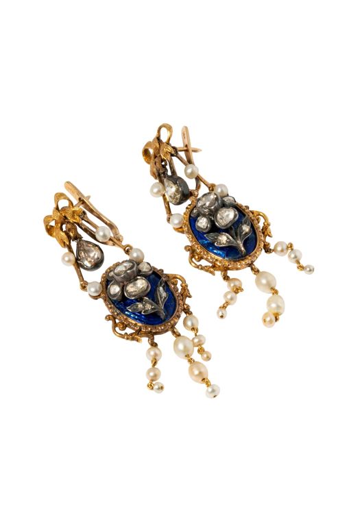 Silver and Yellow Gold Multi-Gem Flower Earrings