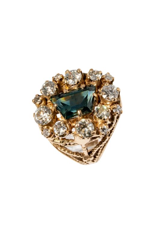 14k Gold Tourmaline and Diamond Cocktail Ring