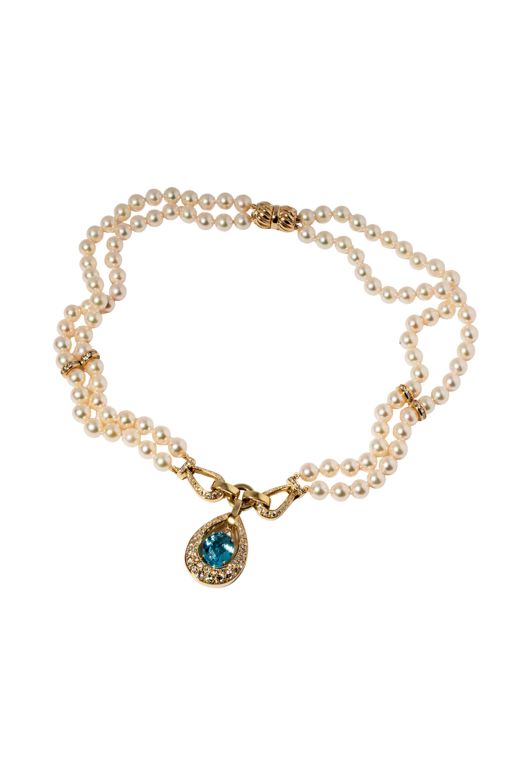14k Yellow Gold Multi-Gem Pendant Necklace