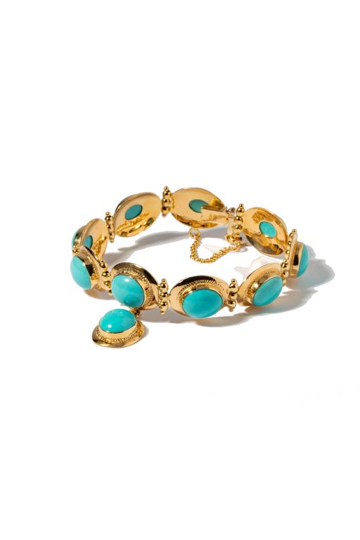 14k Yellow Gold Turquoise Bracelet
