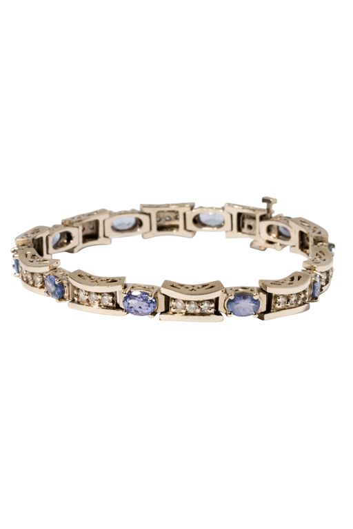 14k White Gold Iolite and Diamond Bracelet