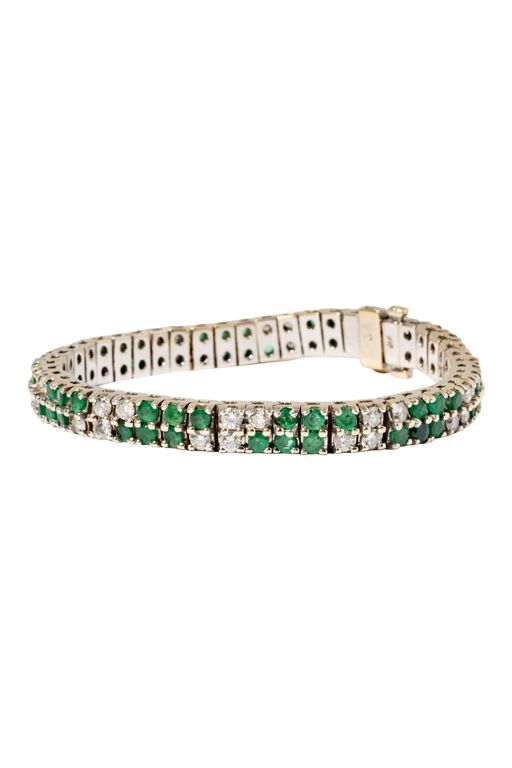 14k Gold Diamond and Emerald Bracelet