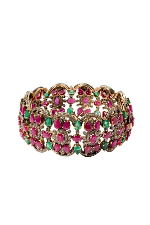 Silver-Topped Yellow Gold Multi-Gem Bracelet