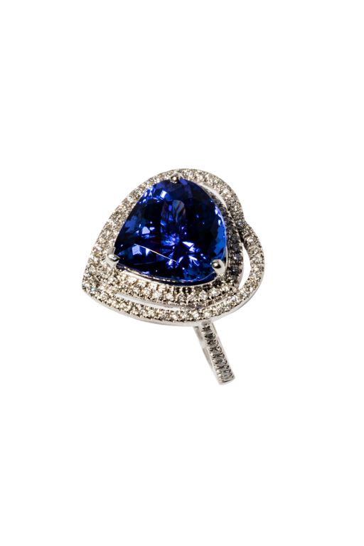 Platinum Tanzanite and Diamond Ring