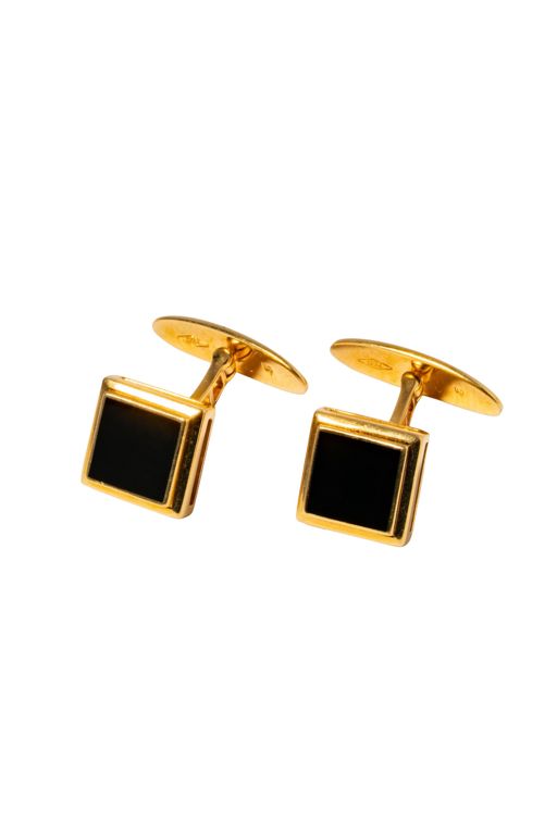 18k Yellow Gold Onyx Cufflinks