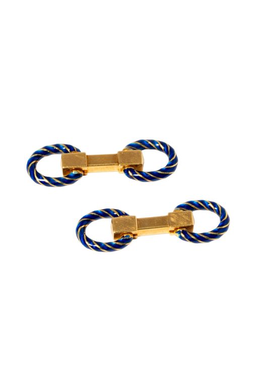 18k Yellow Gold and Enamel Cufflinks