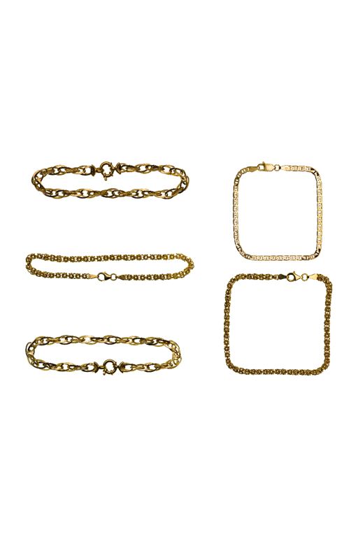 Five 14k Gold Bracelets