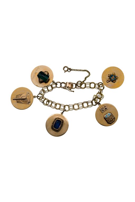 14k Gold Spinel Charm Bracelet
