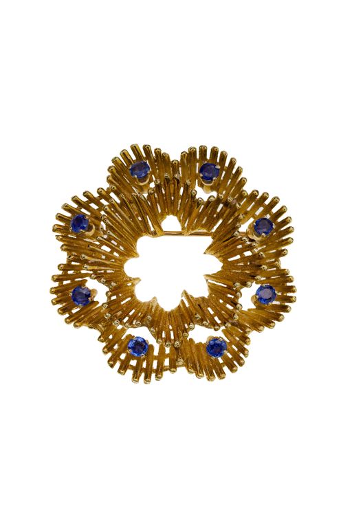 18k Gold Sapphire Brooch