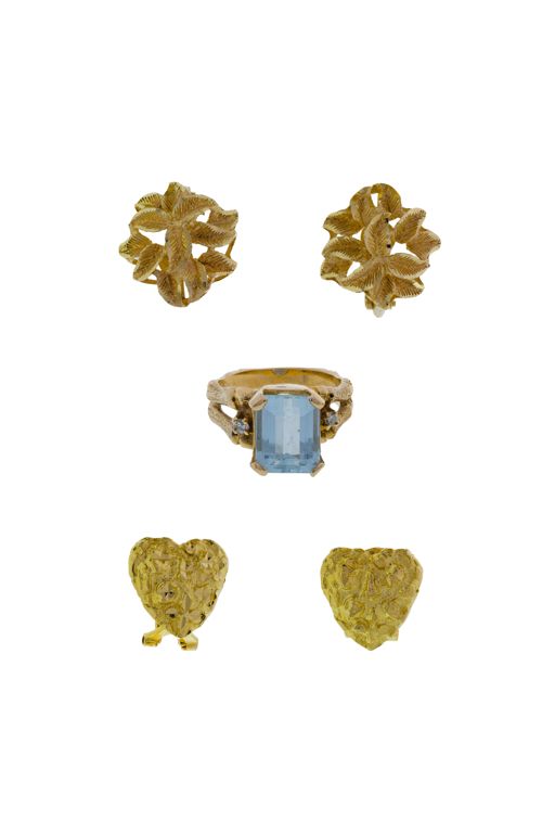 14k Yellow Gold Aquamarine Jewelry Set