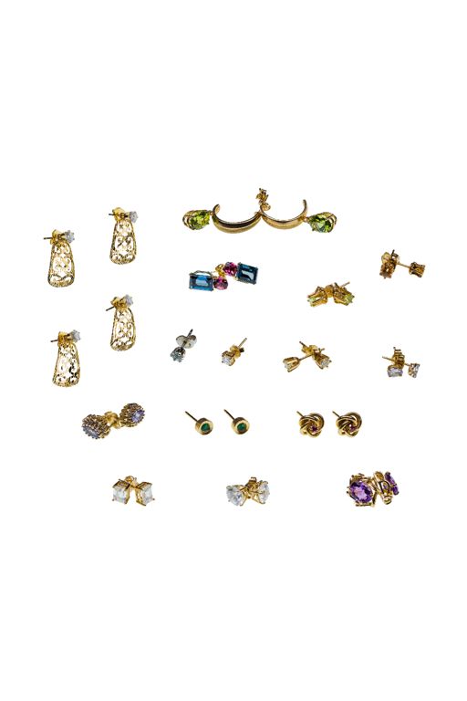 16 14k Gold Multi-Gem Earrings