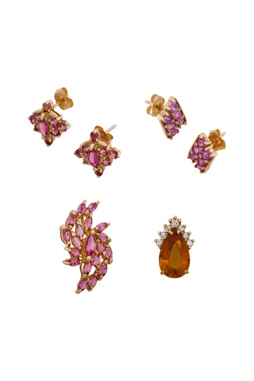 Four-Piece Gold Multi-Gem Jewelry Set
