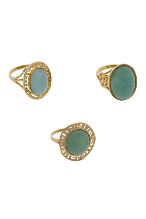 14k Yellow Gold and Jadeite Jade Ring Assortment