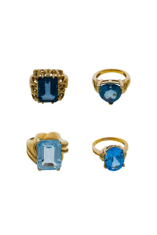 10k Yellow Gold and Blue Topaz Ring Assortment