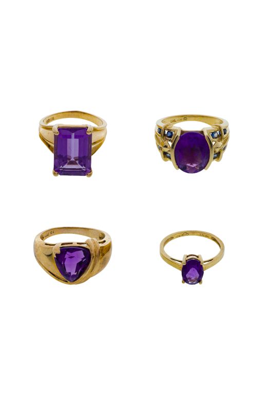 10k Yellow Gold and Purple Spinel Ring Assortment