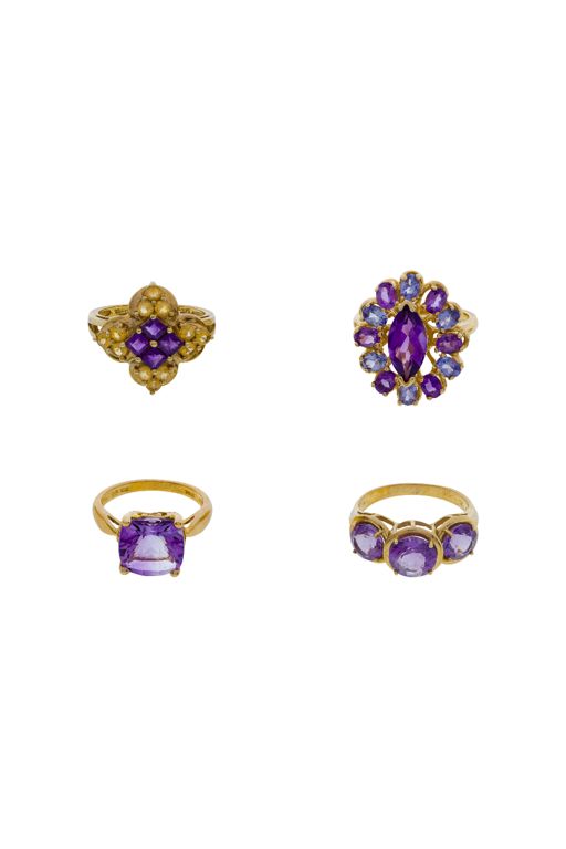 10k Yellow Gold and Amethyst Ring Assortment