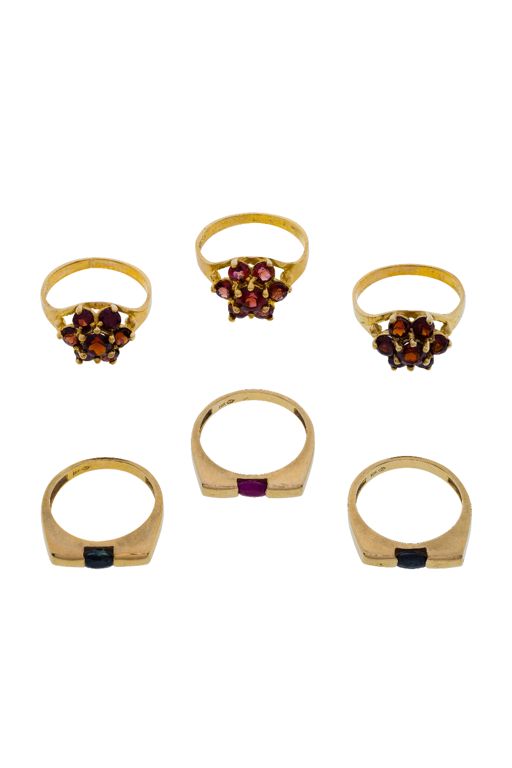 10k Yellow Gold and Gemstone Ring Assortment