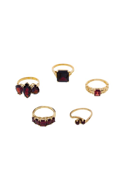 10k Yellow Gold and Garnet Ring Assortment
