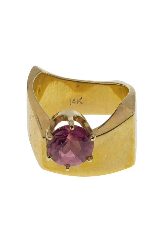 14k Yellow Gold and Pink Tourmaline Ring