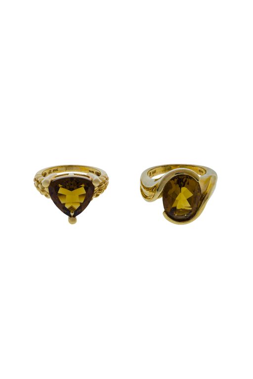 14k Yellow Gold and Citrine Rings