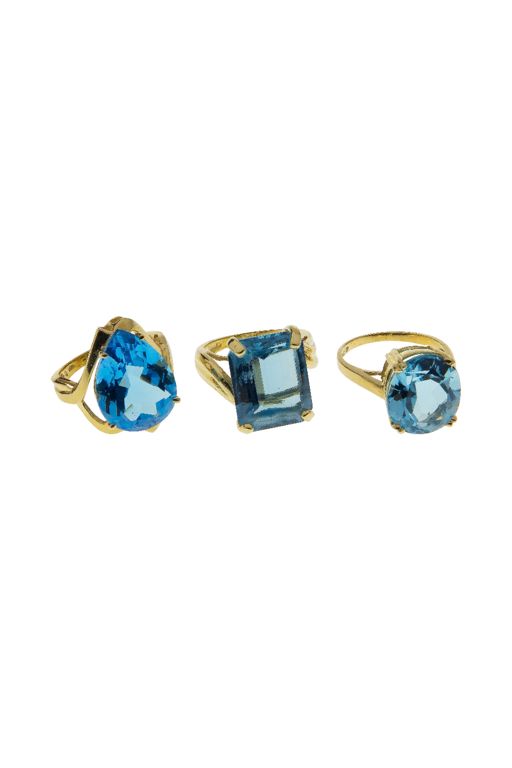14k Yellow Gold and Blue Topaz Ring Assortment
