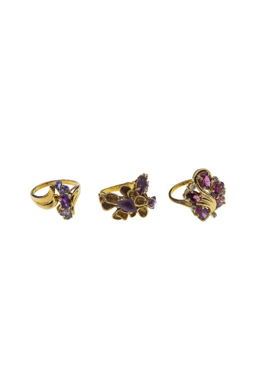 Three 14k Gold Multi-Gem Rings